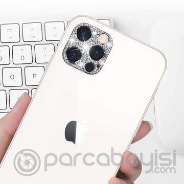 ALLY İPhone 12 Pro Max Kamera Koruyucu Lens Diamond Taş İşlemeli