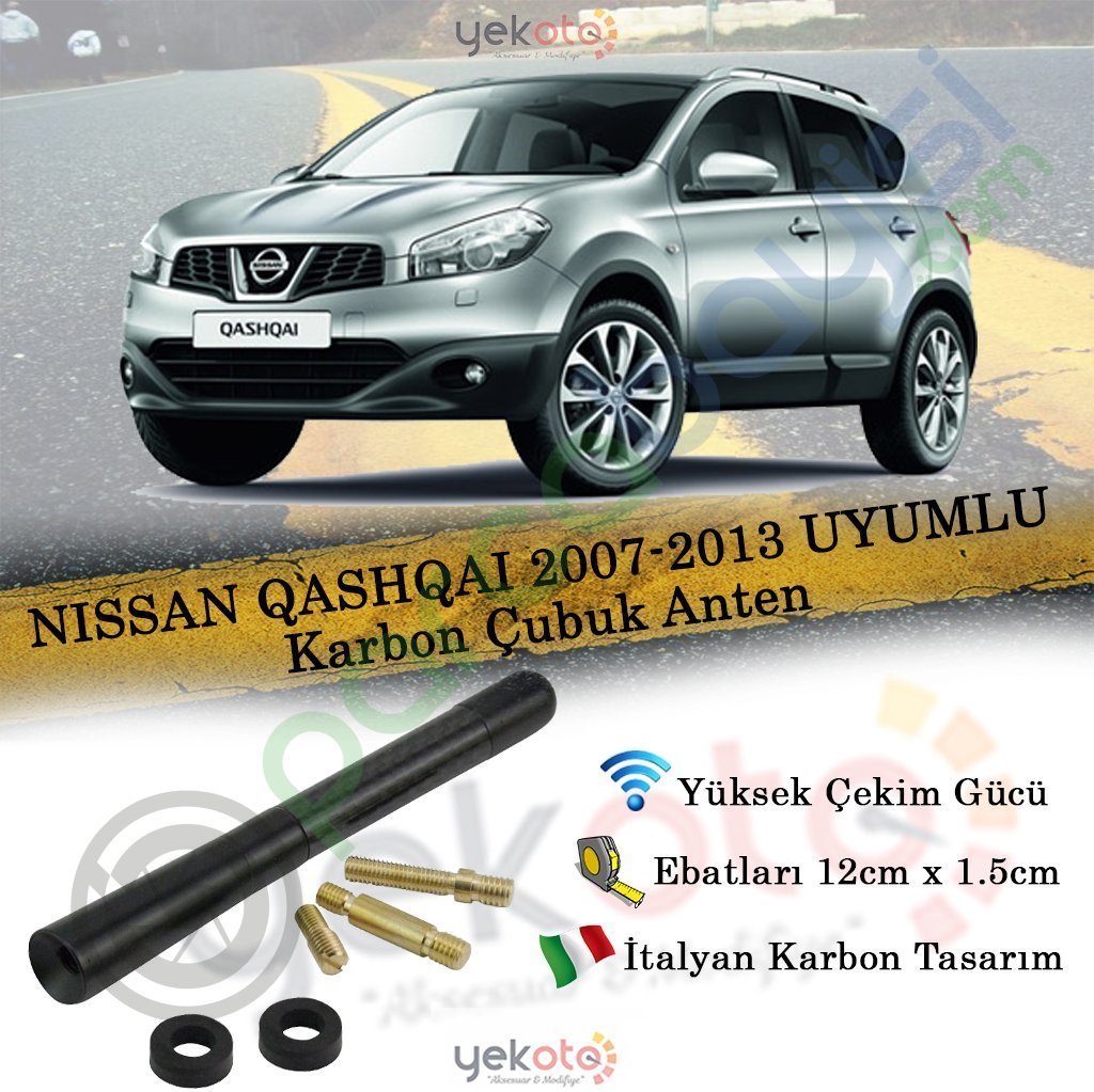 Nıssan Qashqai 2007-2013 Arası Uyumlu Karbon Fiber Oto Radio Anteni Çubuk Anten