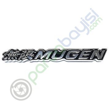 Mugen Ön Panjur Metal 3D Logo Amblem Sticker Krom Siyah