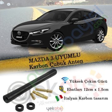 Mazda 3 Uyumlu Karbon Fiber Oto Radio Anteni Çubuk Anten