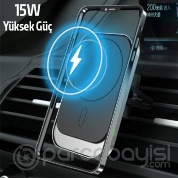 ALLY Magsafe İPhone 13-12 15W Kablosuz Hızlı Şarj-Araç Havalandırma Tutucusu