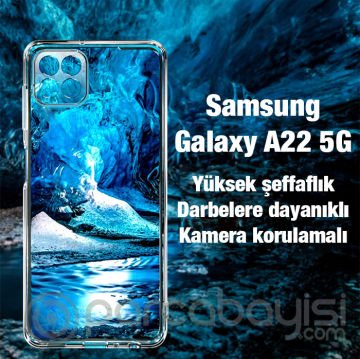 ALLY Samsung Galaxy A22 5G Kılıf Kamera Korumalı Ultra İnce Şeffaf Silikon Kılıf