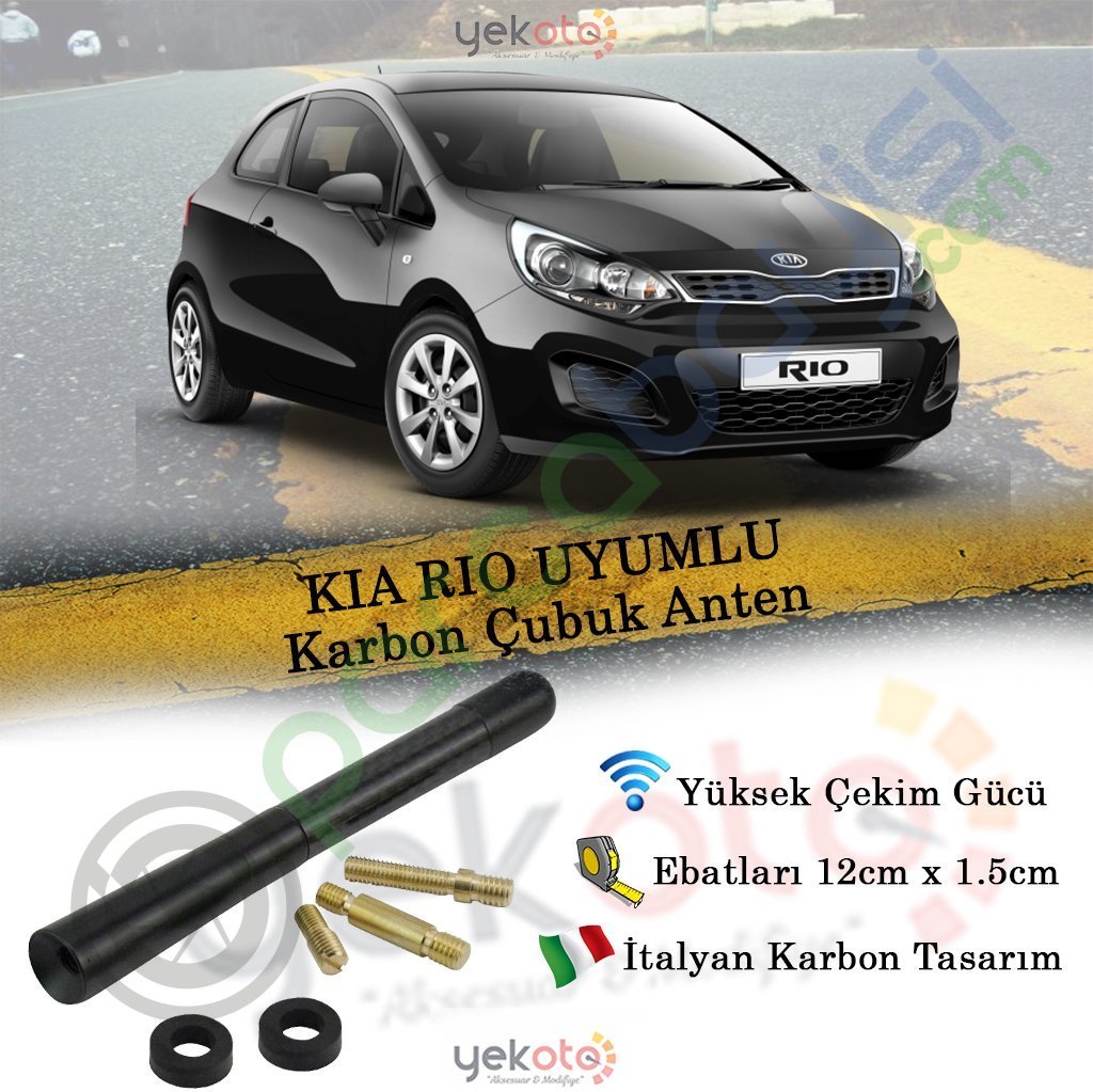Kia Rio Uyumlu Karbon Fiber Oto Radio Anteni Çubuk Anten