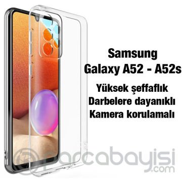 ALLY Samsung Galaxy A52 - A52s Kılıf Kamera Korumalı Ultra İnce Şeffaf Silikon Kılıf