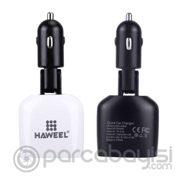 Haweel 3.4a Dual Usb Qc.3.0 Hızlı Ledli Araç Şarj Başlık