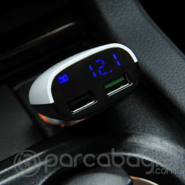 Haweel 3.4a Dual Usb Qc.3.0 Hızlı Ledli Araç Şarj Başlık