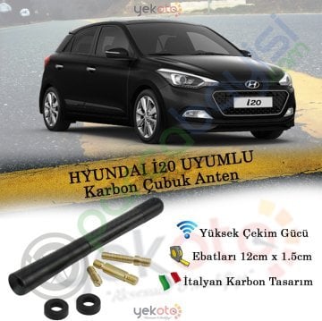 Hyundaı İ20 Uyumlu Karbon Fiber Oto Radio Anteni Çubuk Anten