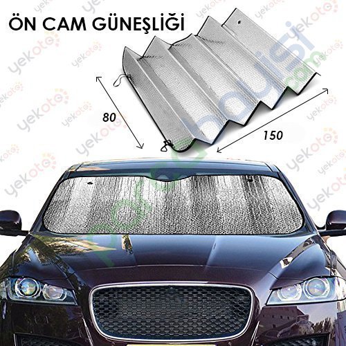 Battal Boy Ön Cam Güneşliği Metalize Çift Taraflı Üniversal 75X140 Cm