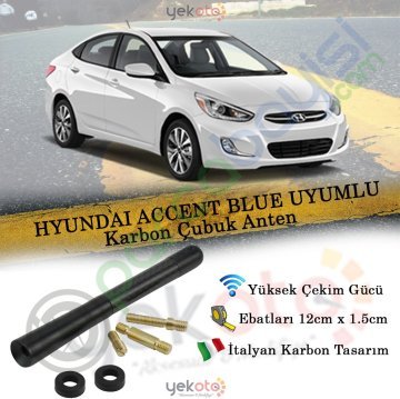 Hyundaı Accent Blue Uyumlu Karbon Fiber Oto Radio Anteni Çubuk Anten