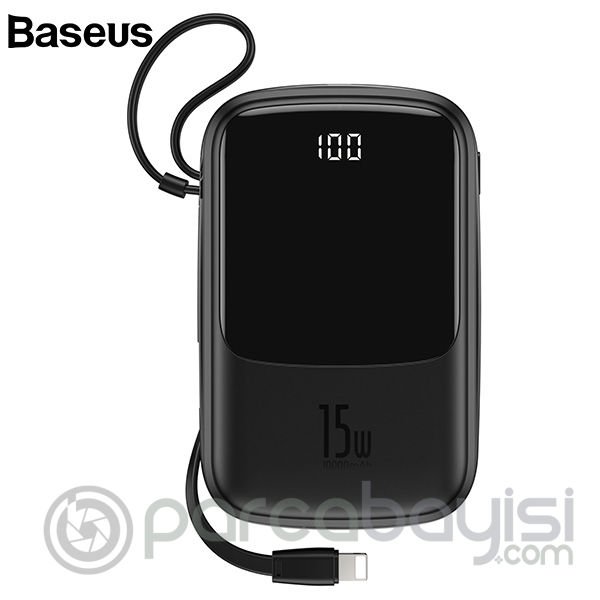 Baseus Q pow 3A Dijital Gösterge 10000mAh Power Bank +İPhone Şarj Başlık