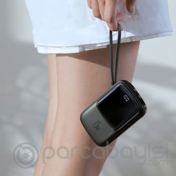 Baseus Q pow 3A Dijital Gösterge 10000mAh Power Bank +İPhone Şarj Başlık