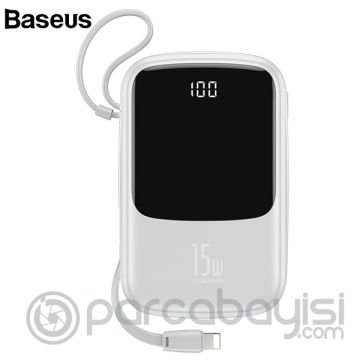 Baseus Q pow 3A Dijital Gösterge 10000mAh Power Bank +İPhone Şarj Başlık