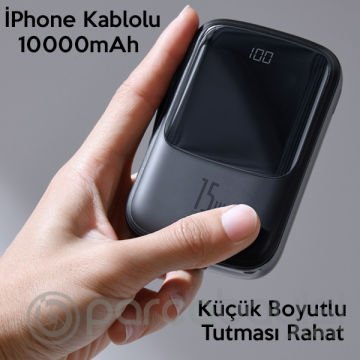 Baseus Q pow 3A Dijital Gösterge 10000mAh Power Bank +İPhone Şarj Başlık
