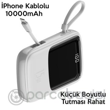 Baseus Q pow 3A Dijital Gösterge 10000mAh Power Bank +İPhone Şarj Başlık
