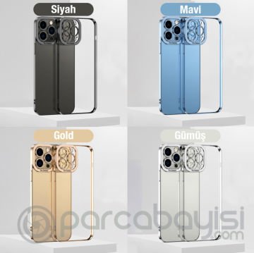 ALLY Fashion Series iPhone 12 Pro Kılıf Renkli Kenar Lazer Çerçeveli Silikon Kılıf