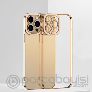 ALLY Fashion Series iPhone 12 Pro Kılıf Renkli Kenar Lazer Çerçeveli Silikon Kılıf