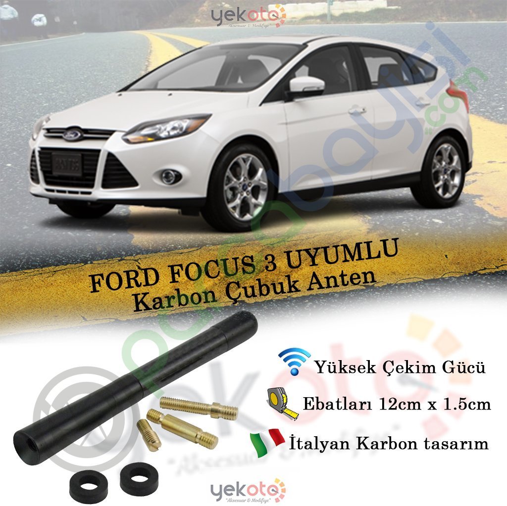 Ford Focus Iıı Hb Uyumlu Karbon Fiber Oto Radio Anteni Çubuk Anten