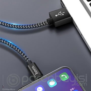 Hoco X14 Max Android Micro Usb Kopmaz Halat Usb Şarj Kablosu