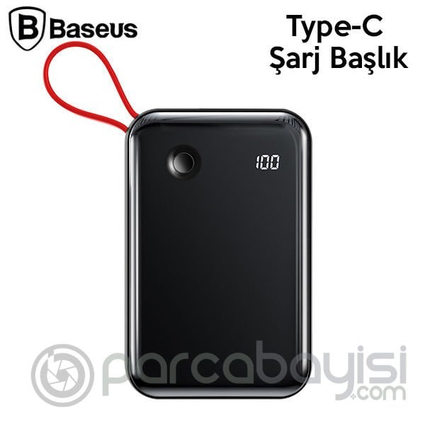Baseus Mini S 3A 10000mAh Dijital Gösterge Power Bank+Type C Şarj Başlık