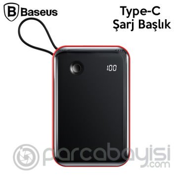 Baseus Mini S 3A 10000mAh Dijital Gösterge Power Bank+Type C Şarj Başlık