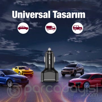 USLİON 30W 2 USB + Type-C Girişli QC3.0 Hızlı Araç Çakmaklık Şarjı