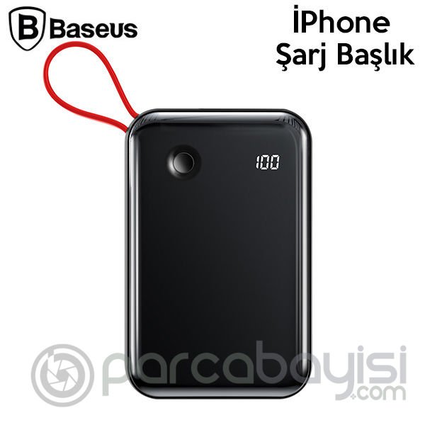 Baseus Mini S 3A 10000mAh Dijital Gösterge Power Bank+İPhone Şarj Başlık