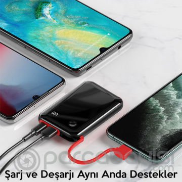 Baseus Mini S 3A 10000mAh Dijital Gösterge Power Bank+İPhone Şarj Başlık