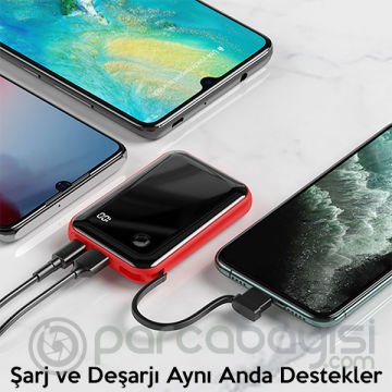 Baseus Mini S 3A 10000mAh Dijital Gösterge Power Bank+İPhone Şarj Başlık