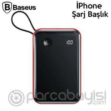 Baseus Mini S 3A 10000mAh Dijital Gösterge Power Bank+İPhone Şarj Başlık