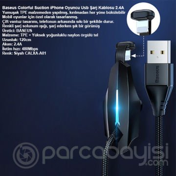 Baseus Colorful Suction iPhone Oyuncu Usb Şarj Kablosu 2.4A 1.2m