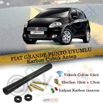 Fıat Grande Punto Uyumlu Karbon Fiber Oto Radio Anteni Çubuk Anten