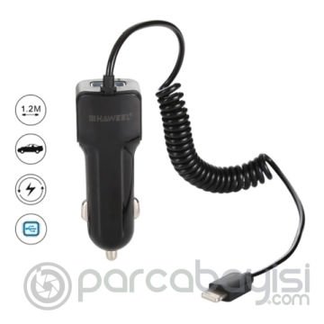 Haweel 5v 3.1a Hızlı Araç Şarj+ Spiral İphone Usb Kablolu