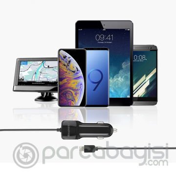 Haweel 5v 3.1a Hızlı Araç Şarj+ Spiral İphone Usb Kablolu