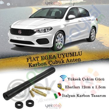 Fıat Egea Uyumlu Karbon Fiber Oto Radio Anteni Çubuk Anten
