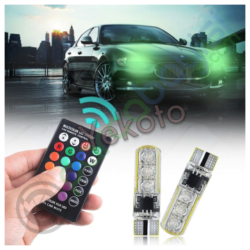 Kumandalı T10 Park Led Ampul Rgb Çakar Modlu