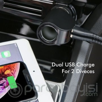 Floveme 3.1A Çift Usb Dijital Ekran Araba Çakmaklık Şarj Cihazı