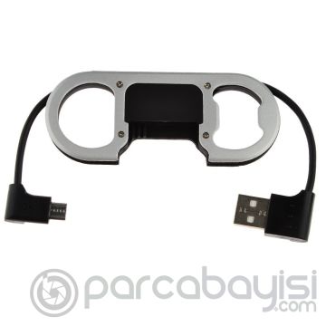 Metal Anahtarlık Ve Açacak Micro Usb Kablo
