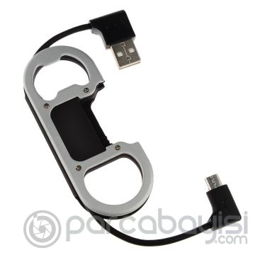 Metal Anahtarlık Ve Açacak Micro Usb Kablo