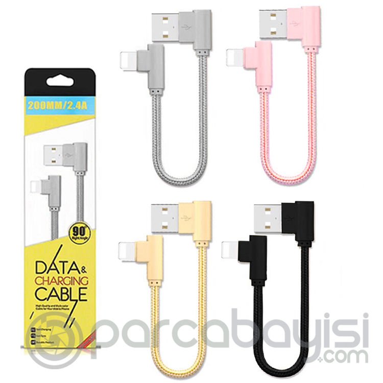 Ally İphone Lightning Eğik Başlı Halat Usb Kablo 20cm