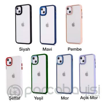 Ally iPhone 13 6.1inç Kılıf Parlak Renkli Çerçeveli Ultra Lüx TPU Silikon Kılıf