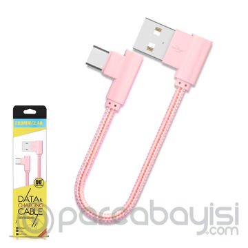 Ally Usb Type-C Eğik Başlı Halat Usb Kablo 0.20cm Kısa Kablo