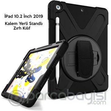 İPad 10.2 İnch 2019 Kalem Yerli Standlı Zırh Kılıf-shockproof case
