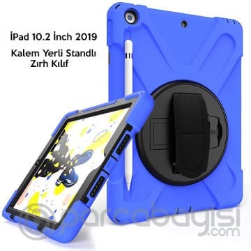 İPad 10.2 İnch 2019 Kalem Yerli Standlı Zırh Kılıf-shockproof case