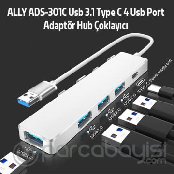 ALLY ADS-301A Usb 3.0 4 Usb Port Adaptör Hub Çoklayıcı 1 type C