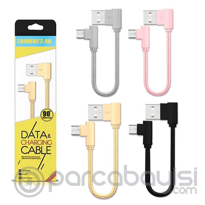 Ally Micro Usb Eğik Başlı Halat Usb Kablo 0,20cm Kısa Kablo