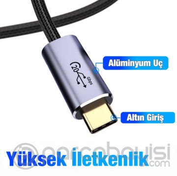 Ally 20Gbps 100W Type-C Macbook 8K Görüntü ve Data Şarj Kablosu 2 Metre