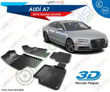 Audi A7 2014 Sonrası Uyumlu Araca Özel 3D Havuzlu Paspas