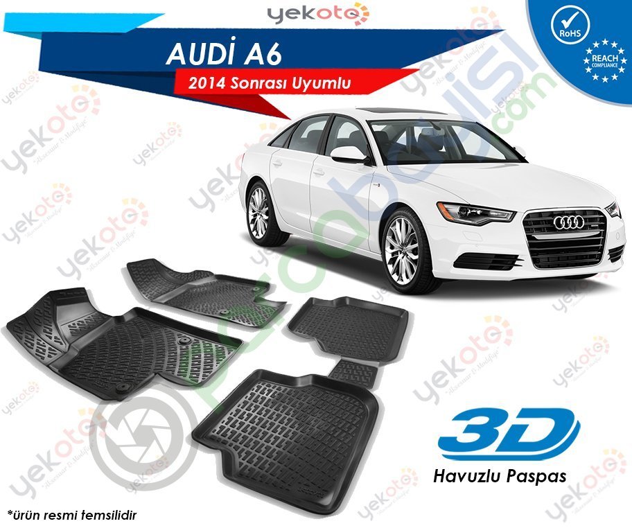 Audi A6 2014 Sonrası Uyumlu Araca Özel 3D Havuzlu Paspas