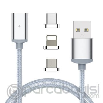 İphone Type-C, Android 3  Başlık Manyetik Şarj Usb Kablosu