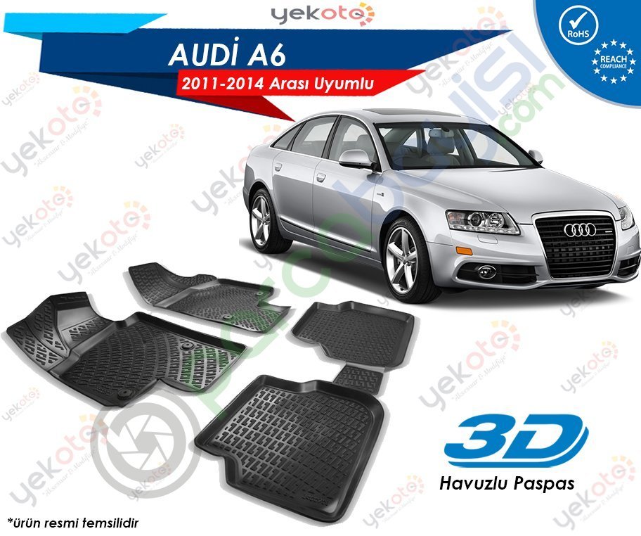 Audi A6 2011-2014 Arası Uyumlu Araca Özel 3D Havuzlu Paspas